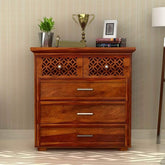 MoonWooden Wooden Sideboard Cabinet Chest of Drawers for Living | Kitchen Cabinet in Honey Finish